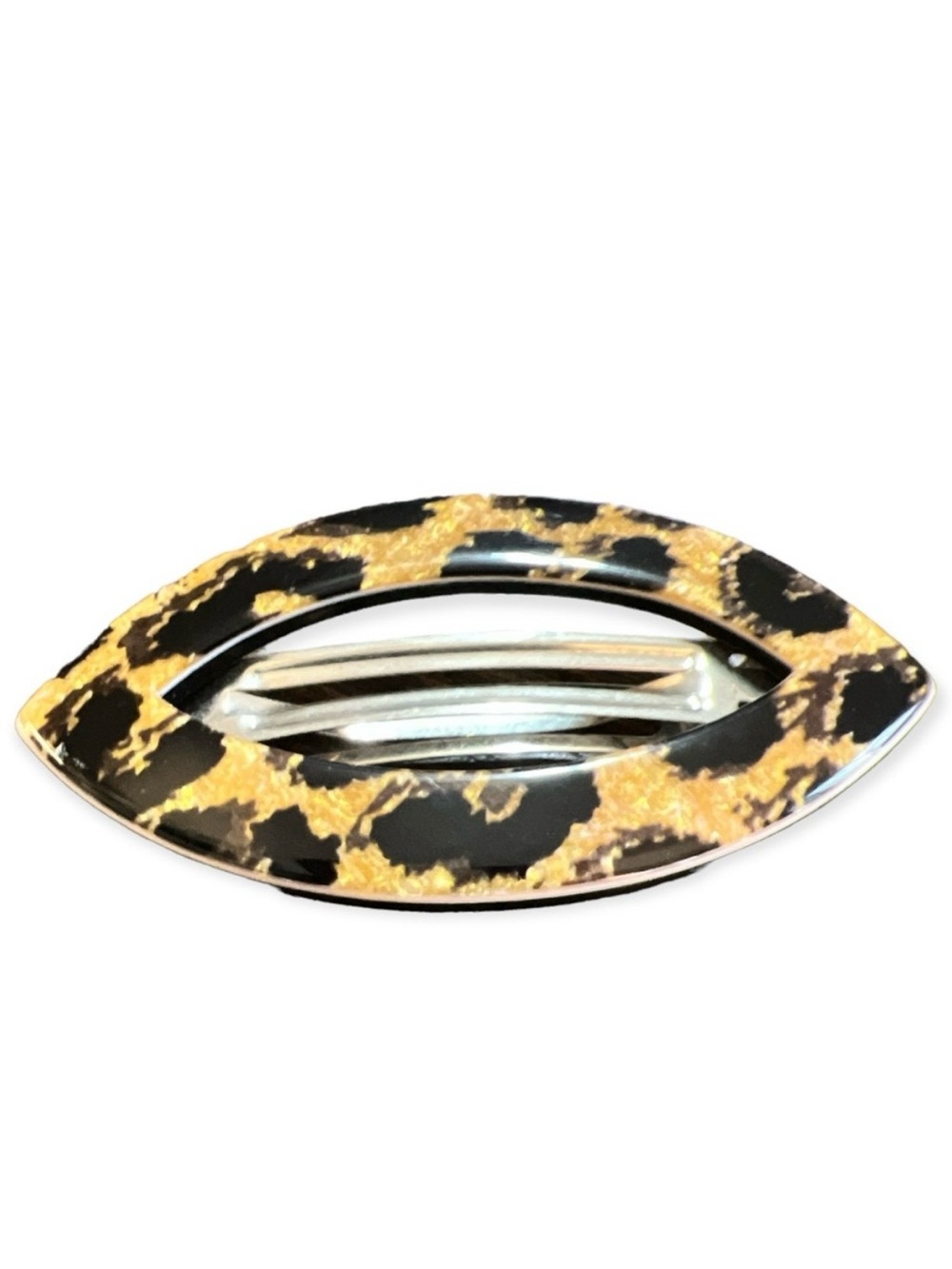 1980’s Large French Hair Clip, Animal Print Barrette, French Barrette, Deadstock